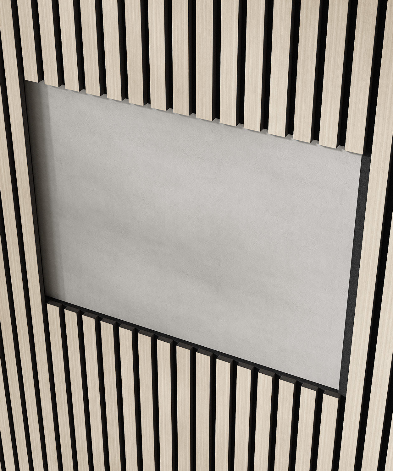 МДФ стеновая панель акустическая Cosca Decor Монако Дуб Клэр Светлый черный войлок 1200×600×21 фото в интерьере